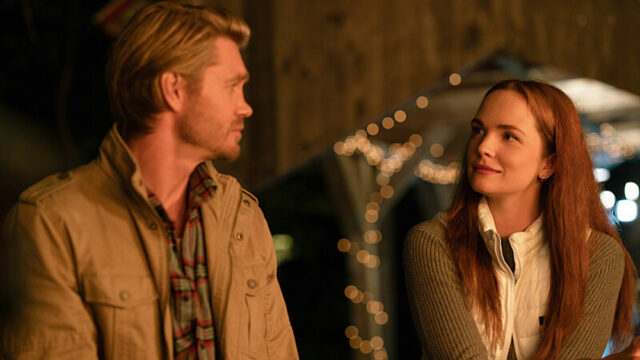 Sullivan’s Crossing -- “Coming Home” -- Image Number: SUL101_3694r -- Pictured (L-R): Chad Michael Murray as Cal Jones and Morgan Kohan as Maggie Sullivan -- Photo: Michael Tompkins/Fremantle -- © 2023 Fremantle. All Rights Reserved.