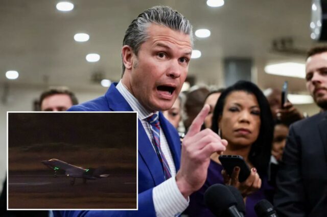 O secretário de Defesa dos EUA, Pete Hegseth, fala à mídia em um briefing para a Câmara dos Representantes sobre a situação na Venezuela.