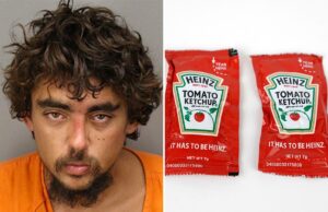 Homem da Flórida acusado de crime após supostamente atirar pacote de ketchup no Bom Samaritano Austin Simmons foi preso em um terminal rodoviário da Flórida por supostamente atacar um transeunte com um pacote de ketchup.