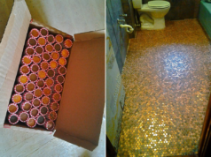 Homem passa dias colando US$ 97 em centavos no chão, o resultado surpreende $100 worth of pennies and the floor.