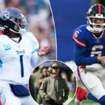 John Harbaugh assistindo ao filme de Jaxson Dart e Cam Ward enquanto surge uma questão-chave na busca de treinador