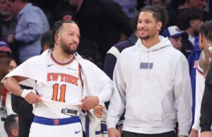 Josh Hart ‘definitivamente chegando perto’ do tão esperado retorno à escalação dos Knicks Josh Hart, que pode retornar ao time dos Knicks no domingo contra o Portland, ri com Jalen Brunson durante a vitória dos Knicks sobre o Clippers em 7 de janeiro de 2025 no Madison Square Garden.