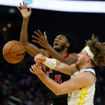 Kuminga retorna, mas Warriors derrotaram Raptors no primeiro jogo sem Butler