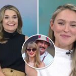 Kylie Kelce sorri enquanto Savannah Guthrie a questiona sobre detalhes sobre o casamento de Taylor Swift com Travis Kelce: “Não tenho ideia”