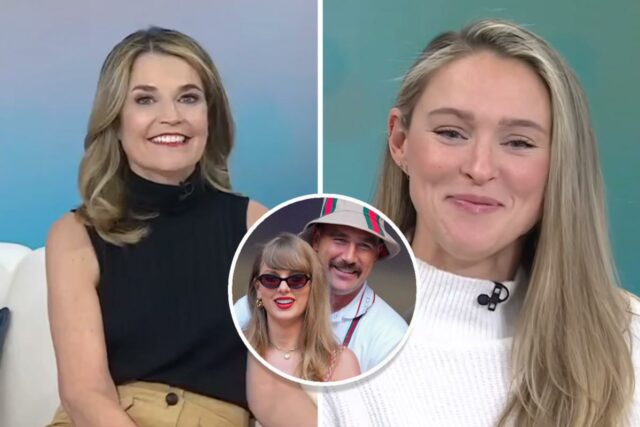 Kylie Kelce sorri enquanto Savannah Guthrie a questiona sobre detalhes sobre o casamento de Taylor Swift com Travis Kelce: “Não tenho ideia”
