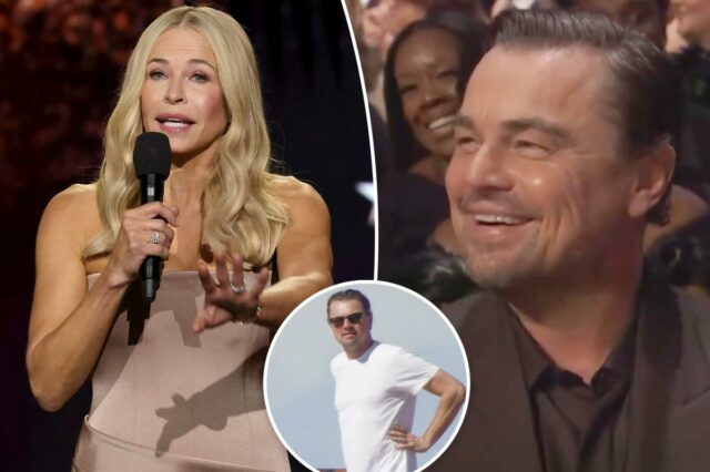 Leonardo DiCaprio assado para férias em iate com Jeff Bezos durante momento assustador do Critics Choice Awards
