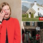 Cea Weaver enxugando as lágrimas em entrevista coletiva.