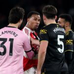 O Manchester United comemora o gol contra o Arsenal.