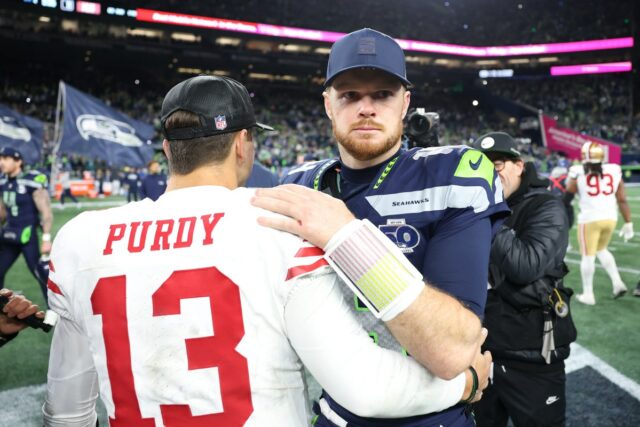 Mensagem ousada de 6 palavras de Brock Purdy para Sam Darnold antes do campeonato NFC
