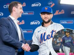 Mets ‘claramente melhor’ defensivamente após adições fora de temporada: David Stearns David Stearns parabeniza o infielder Bo Bichette em sua coletiva de imprensa introdutória no Citi Field, quarta-feira, 21 de janeiro de 2026, em Queens, NY.