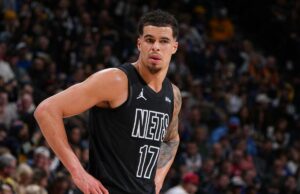 Michael Porter Jr. do Nets pronto para aprender o destino do All-Star Game: ‘Seria um sonho tornado realidade’ Michael Porter Jr. vestindo uma camisa preta do Brooklyn Nets com o número 17.