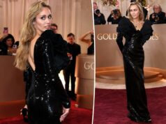 Miley Cyrus oferece drama sombrio com lantejoulas pretas e ombros ousados no Globo de Ouro 2026 Miley Cyrus oferece drama sombrio com lantejoulas pretas e ombros ousados no Globo de Ouro 2026