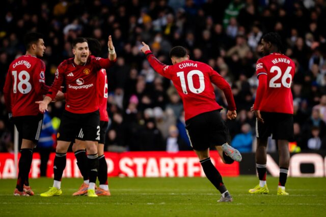 'Muita qualidade'… Matheus Cunha acha que todo o elenco do Matheus Cunha comemora gol durante a partida da Premier League entre Leeds United e Manchester United em Elland Road em 2026 em Leeds, Inglaterra.