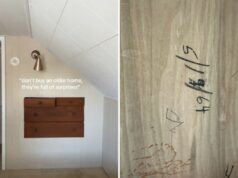 Mulher encontra ‘surpresa escondida’ com inscrição misteriosa em casa dos anos 1940 Hidden drawer in 1940s home.