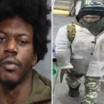 Mugshot de Germaine Parham, um homem de 33 anos com pele escura e cabelo escuro e encaracolado.