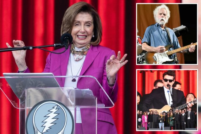 Nancy Pelosi zombou por parecer 'bêbada' durante apresentação desagradável no memorial do guitarrista do Grateful Dead, Bob Weir

