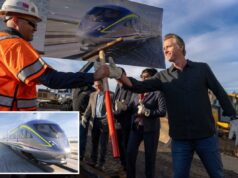 Newsom elogia a ferrovia de alta velocidade da Califórnia no State of State – apesar do preço de US $ 135 bilhões e anos de falsos começos Governador Gavin Newsom e líderes locais iniciando o projeto ferroviário de alta velocidade da Califórnia.
