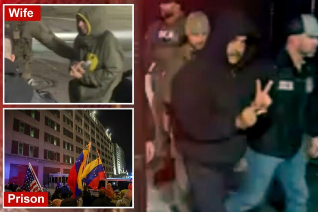 Nicolas Maduro faz sinal de paz enquanto a esposa de Nicolas Maduro faz sinal de paz enquanto a esposa de rosto sombrio do ditador deposto é vista pela primeira vez desde a prisão e voo para os EUA