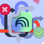 Um jovem usando um laptop e fones de ouvido, sentado entre os logotipos flutuantes do YouTube e do NotebookLM.