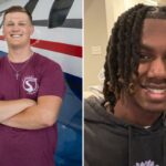 Wesley Bolden, morto em um acidente de avião no Mississippi, sorri com os braços cruzados na frente de um jato particular branco, vermelho e azul.