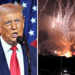 Trump speaks during the House Republican Party (GOP) member retreat at the Kennedy Center in Washington, DC, on January 6, 2026 and footage of U.S. strikes on Venezuela last weekend