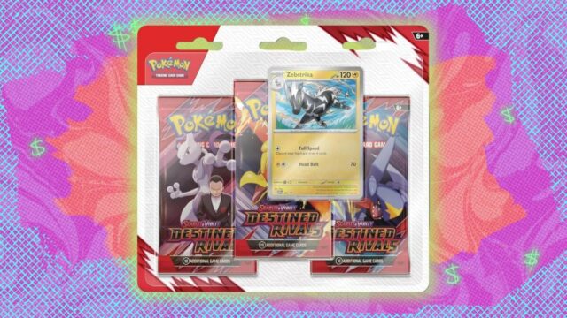 Mewtwo ex SIR da Equipe Rocket em um fundo estampado roxo
