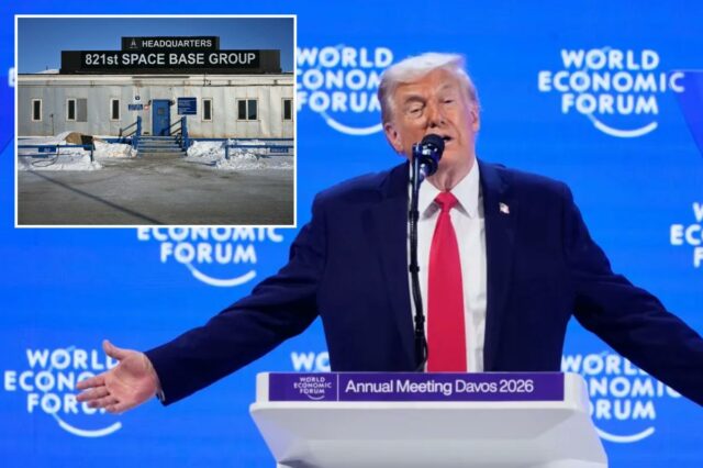 O acordo proposto por Trump com a Groenlândia pode dar Presidente Donald Trump discursando no Fórum Econômico Mundial em Davos, Suíça.