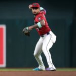 Ketel Marte é retratada durante o jogo dos Diamondbacks em 20 de setembro contra os Phillies.