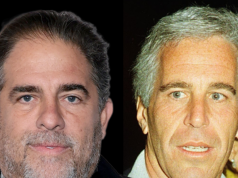 O diretor de ‘Melania’, Brett Ratner, retratado no sofá com Jeffrey Epstein e mulheres brett ratner jeffrey epstein principal getty