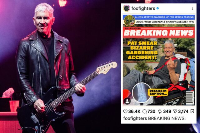 O guitarrista do Foo Fighters, Pat Smear, sofre um 'bizarro acidente de jardinagem' quando a substituição da turnê é anunciada
