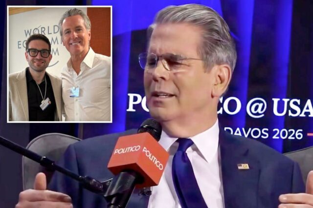 O insulto pornográfico de Scott Bessent a Gavin Newsom: 'Aqueles Scott Bessent fala em um evento do Politico.