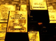 O preço do ouro acaba de atingir um novo recorde em meio às tensões globais Barras de ouro.