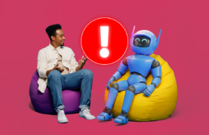 O problema com os companheiros de IA do qual ninguém está falando Uma mão robótica alcançando um cérebro rotulado como 'AI' emergindo de um chapéu de mágico, cercado por ícones de alerta vermelhos.