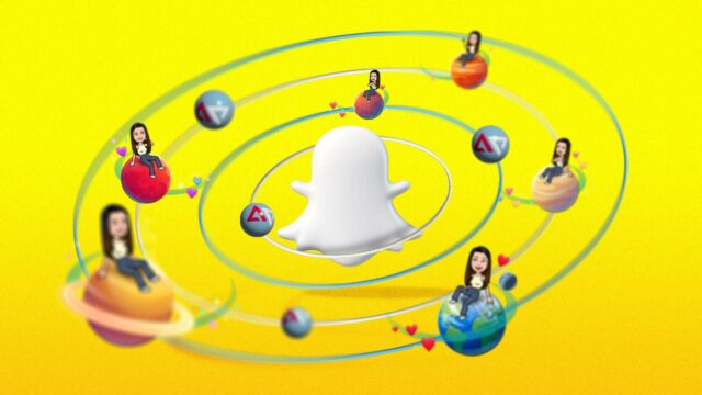 O que é o Sistema Solar Amigo Snapchat? Mão segurando um smartphone com aplicativo Snapchat