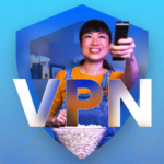 Mascote do Android em frente ao logotipo da NordVPN, cercado por ícones de escudo e relâmpagos.