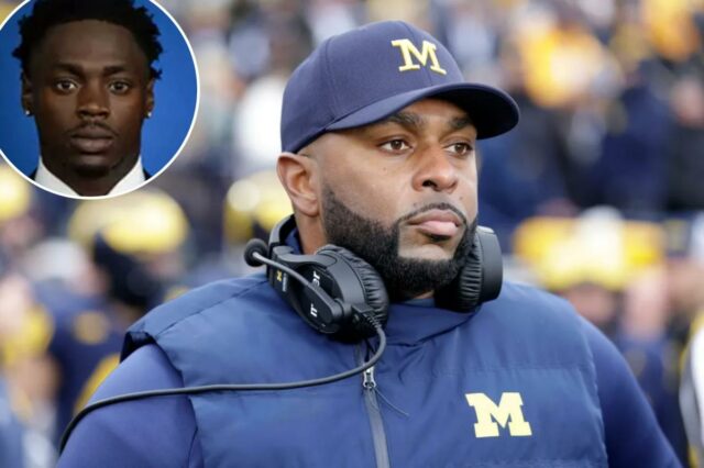 O receptor de Michigan afirma que companheiros de equipe 'chantagearam' Sherrone Moore durante escândalo amoroso
