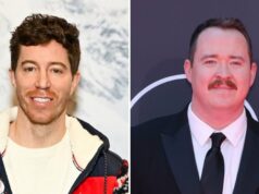 O snowboarder Shaun White salta sobre Shane Gillis em uma manobra selvagem em Nova York GettyImages-2213285199-Nina-Dobrev-Shaun-White