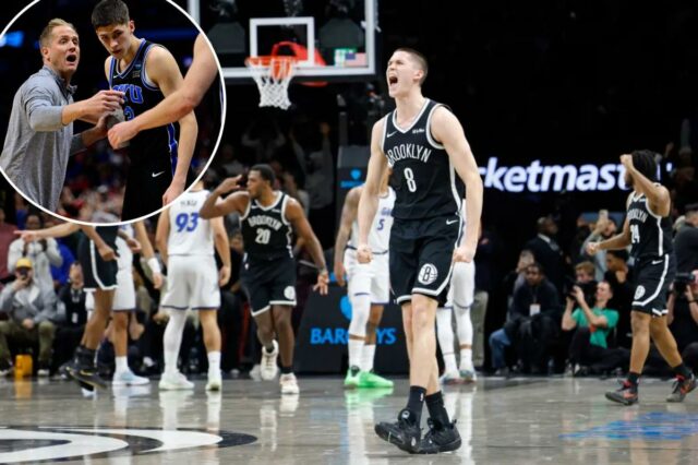 O treinador da BYU de Egor Demin conta ao Post O guarda do Brooklyn Nets, Egor Demin (8), reage ao forçar a prorrogação com esta cesta de 3 pontos durante o segundo tempo, quando o Brooklyn Nets jogou o Orlando Magic na quarta-feira, 7 de janeiro de 2026, no Barclays Center, em Brooklyn, NY.