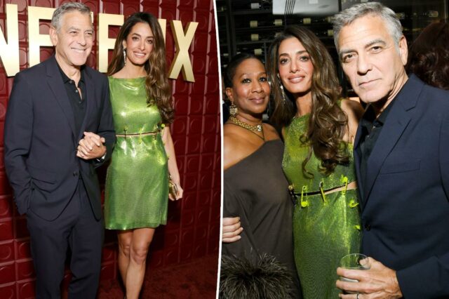 O vestido pós-festa de duas peças do Globo de Ouro O vestido pós-festa de duas peças do Globo de Ouro de 2026 de Amal Clooney foi preso por alfinetes de segurança de alta costura