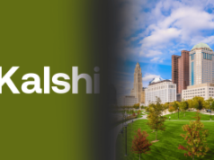 Ohio cita o caso Massachusetts Kalshi como evidência para se opor às operações de previsão do mercado Kalshi, o fornecedor do mercado de previsões, entrou com uma ação judicial contra a Comissão de Controle de Cassinos de Ohio e o gabinete do Procurador-Geral do estado de Ohio. Logotipo de Kalshi em um fundo verde misturando-se com a paisagem urbana do centro de Columbus, Ohio, simbolizando o processo federal de Kalshi contra os reguladores de Ohio.