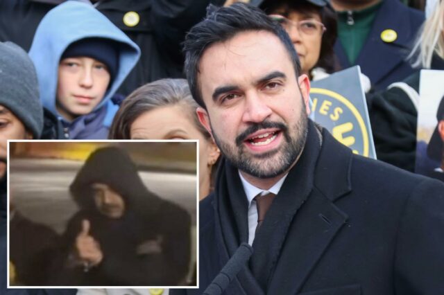 Os camaradas do prefeito Mamdani no DSA exigem que Trump Prefeito de Nova York, Zohran Mamdani, falando e em entrevista coletiva sobre o Plano de Redesenvolvimento do McGiness Boulevard.