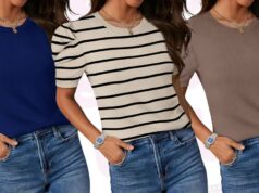 Os compradores adoram esta blusa que ‘suaviza visualmente’ a parte superior dos braços COPENHAGA, DINAMARCA - 05 DE AGOSTO: Um convidado veste uma jaqueta preta sob medida com corte estruturado e mangas três quartos, combinada com jeans azul escuro. Um lenço branco está pendurado no pescoço. Os acessórios incluem óculos de sol retangulares pretos e uma bolsa oval metálica prateada com alça. O calçado consiste em botas pretas de couro desleixadas com bico pontudo e salto alto, do lado de fora do Skall Studio, durante Copenhagen Fashion Week, em 05 de agosto de 2025 em Copenhague, Dinamarca (Foto de Edward Berthelot/Getty Images)