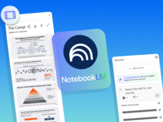 Os slide decks do NotebookLM não são apenas para reuniões. Aqui está para que eu os uso Uma mesa com laptop e outros itens de escritório, com o logotipo NotebookLM no centro.