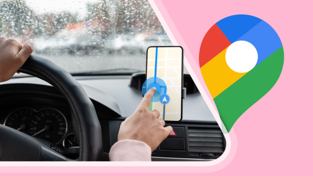 Google Maps na tela do telefone mostrando o recurso de navegação