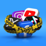 Um gráfico com uma lupa sobre vários ícones de aplicativos.