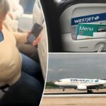 Mulher de cabelos grisalhos em assento apertado.