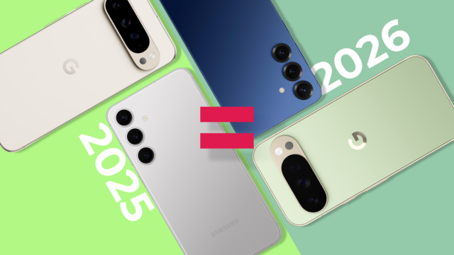 Google Pixel 10 azul sobreposto a um ícone de calendário exibindo o ano de 2030.