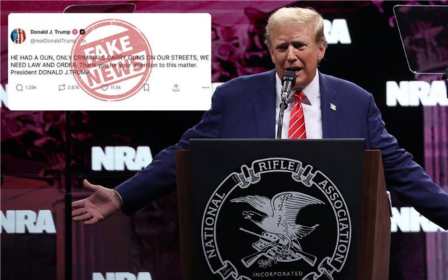 President Donald Trump speaking during the NRA ILA Leadership Forum at the National Rifle Association (NRA) Annual Meeting & Exhibits at the Kay Bailey Hutchison Convention Center on May 18, 2024 in Dallas, Texas.