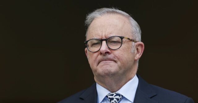 O primeiro-ministro Anthony Albanese durante uma conferência de imprensa no Parlamento em Canberra na quarta-feira, 21 de janeiro de 2026. fedpol Foto: Alex Ellinghausen