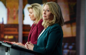 Primeiro-ministro de Ontário critica novo acordo ‘desigual’ de EV do Canadá com a China A líder do NDP, Marit Stiles, é retratada durante um debate entre os principais líderes partidários de Ontário, em Toronto, em 17 de fevereiro de 2025.